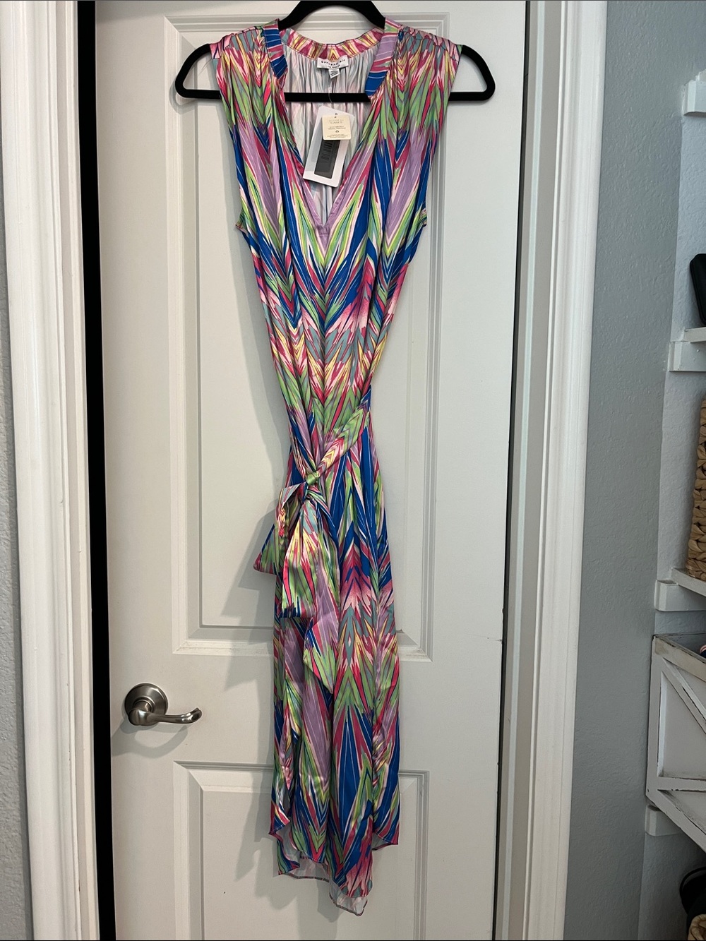 Current Air Multicolor Chevron Print Wrap Maxi Dress